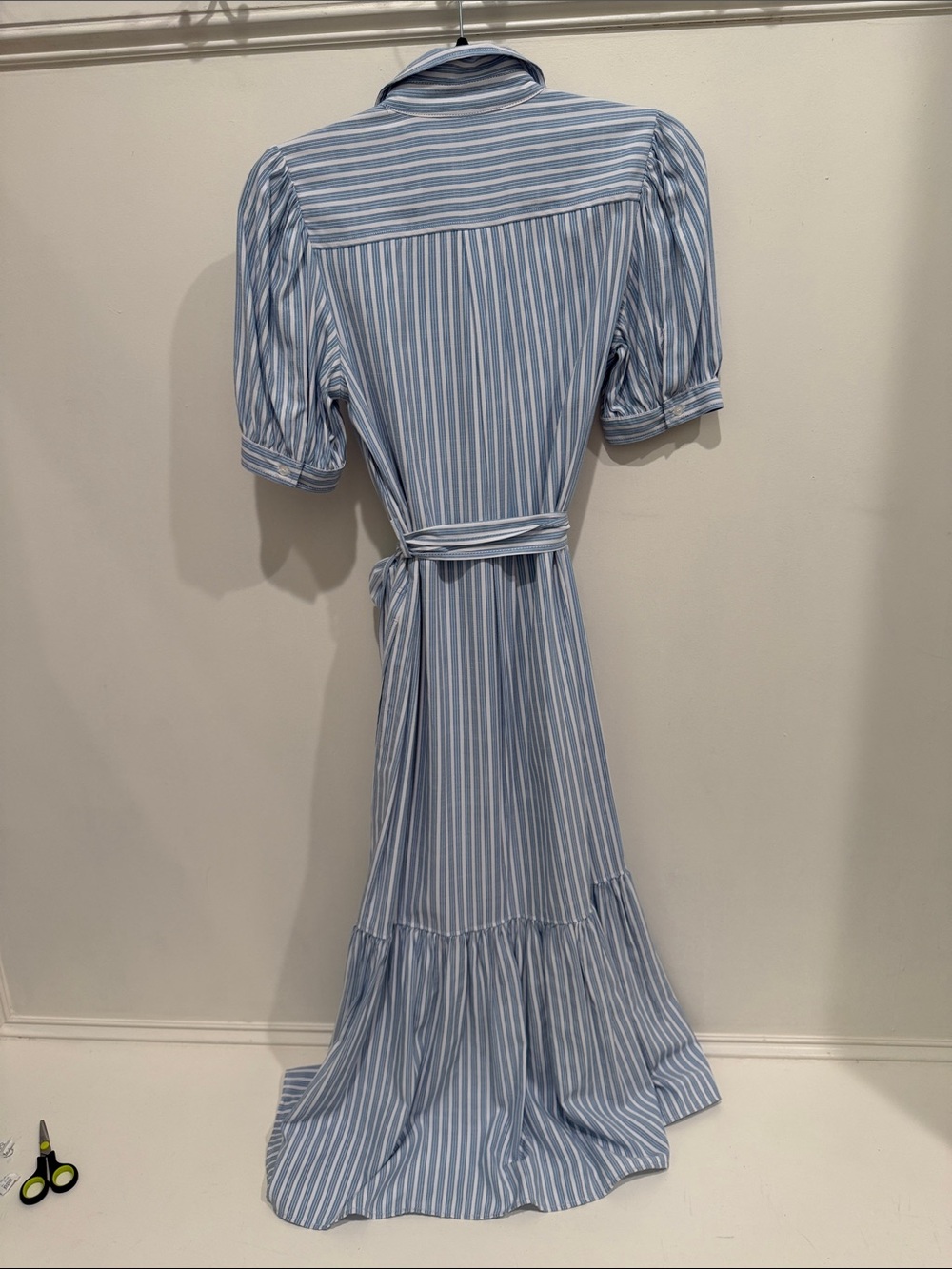 Max Studio Light Blue and White Striped Maxi Shirt Dress - Picture 6 of 9
